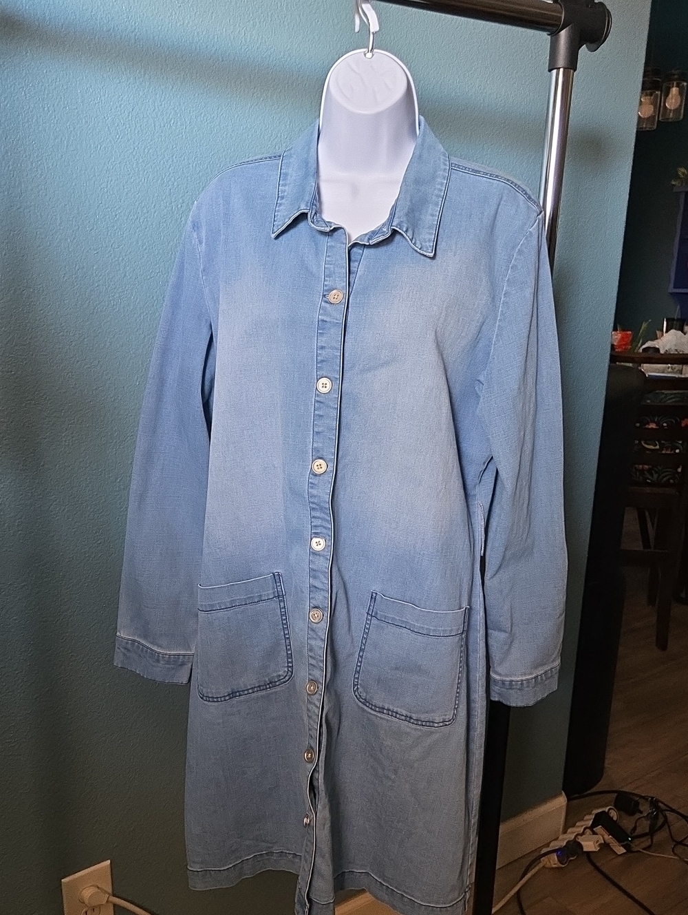 Style & Co. Light Blue Denim Midi Shirt Dress